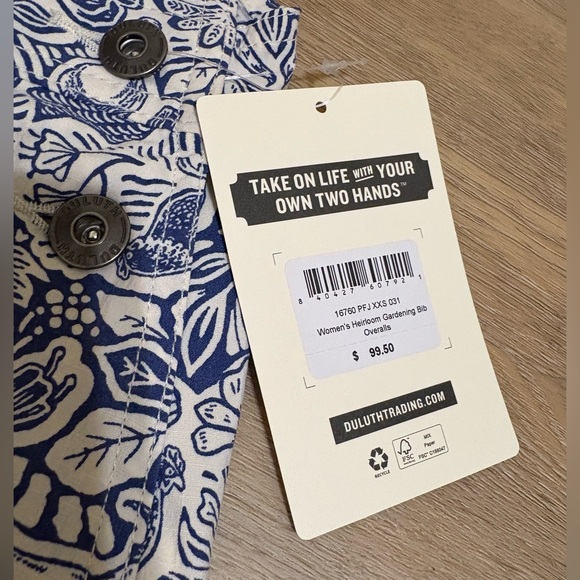 NWT Duluth Trading Co | Women's Heirloom Gardening Bib Overalls Farm Toile - Picture 4 of 4
